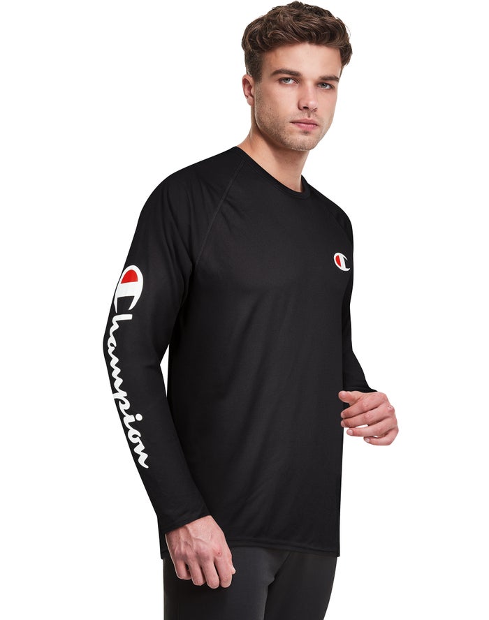 Tricou Champion Baselayer Crew Barbati Negrii - Romania KWZHXUF-05